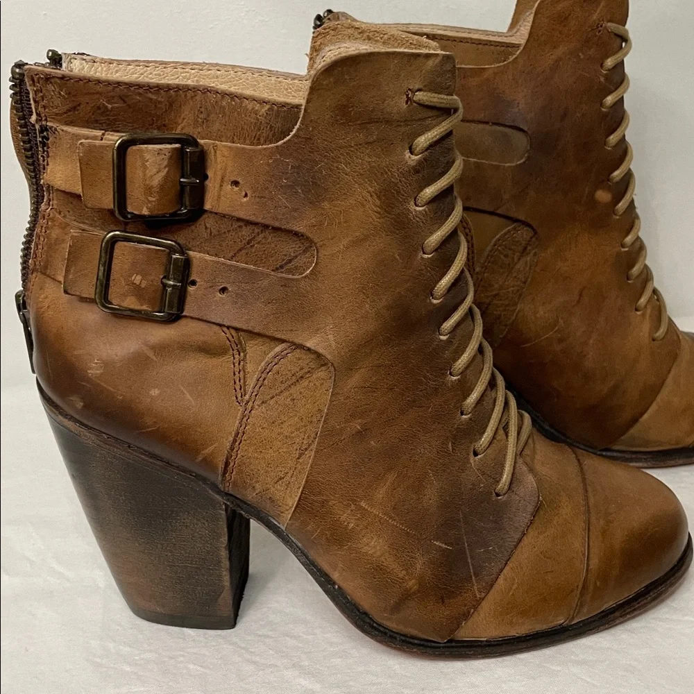Freebird by Steven Malry Boho Brown Leather Lace Up Ankle Booties Heel Boots 9